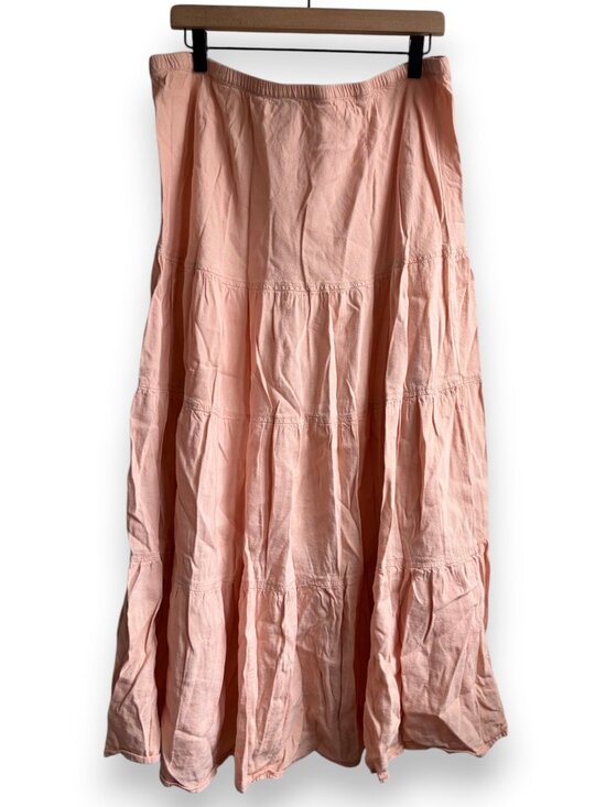 Lane Bryant Dresses & Skirts - Lane Bryant Womens Tiered Skirt Size 18/20 Pink Linen Elastic Waist